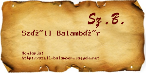 Széll Balambér névjegykártya